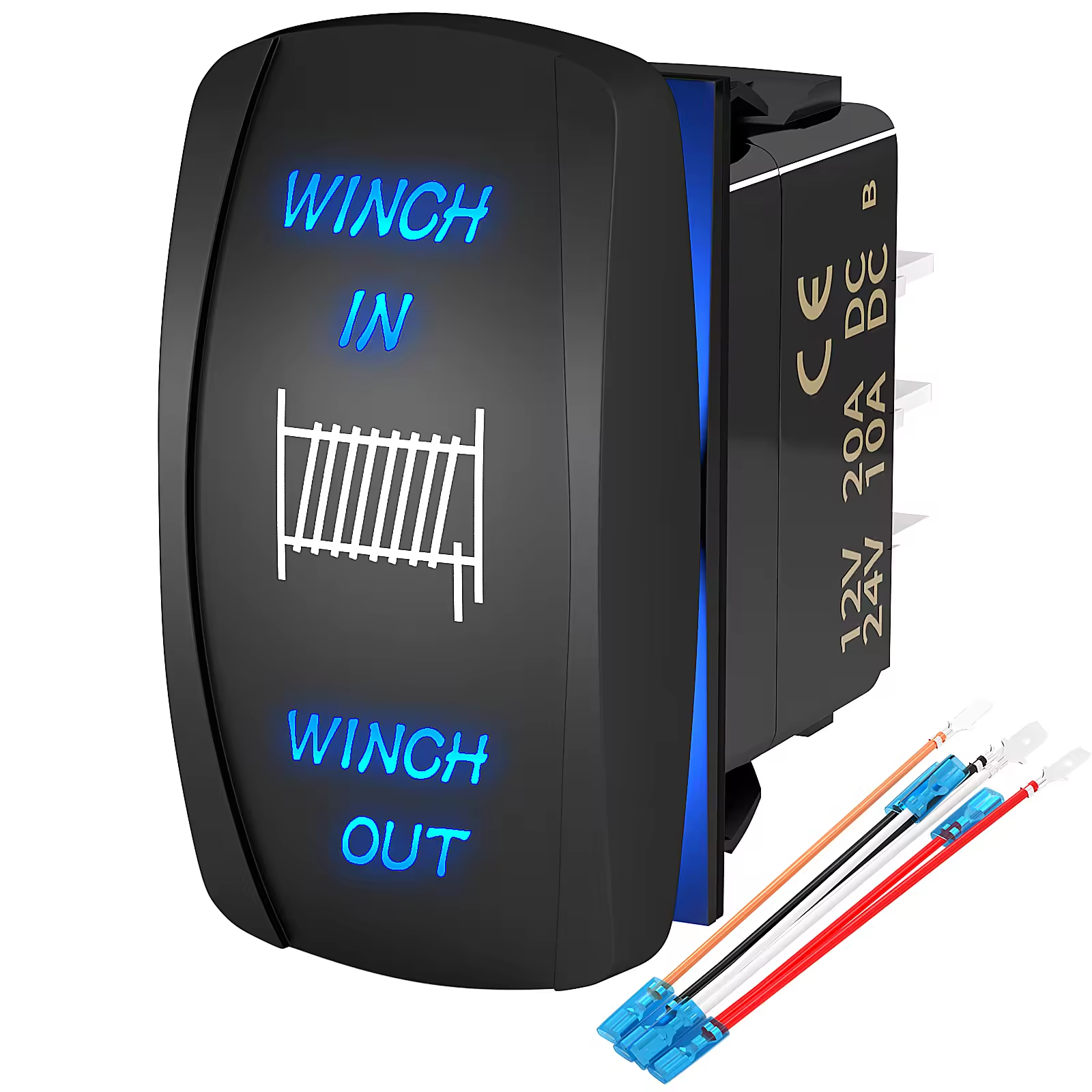 12V Winch Rocker Switch 7 Pin Waterproof Momentary On-Off-On 3 Position SPDT Rocker Switch with Wire for Marine Boat ATV UTV RV
